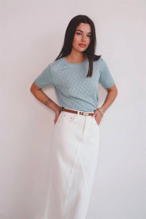 Martichelli Юбка джинсовая белая  фото 2