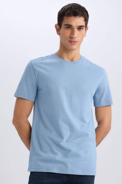 New Regular Fit Bisiklet Yaka Basic Duz K?sa Kollu Tisort - Defacto фото 2