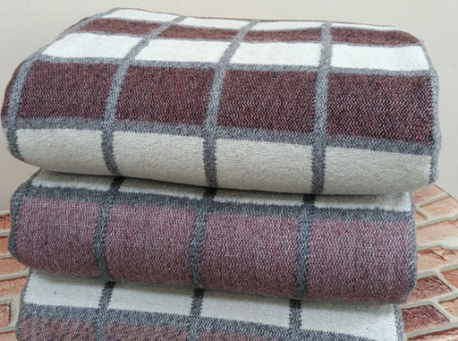 Одеяло п/шерсть 50% Клетка 140*205 ОПШ-2 цв бел.сер.бордо (Россия ВВТ)