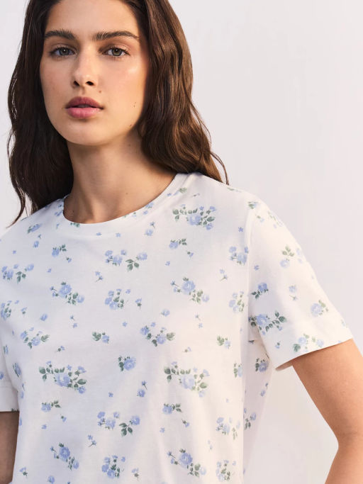 Футболка из хлопка с цветочным принтом ZR2605013417-237 / Zarina