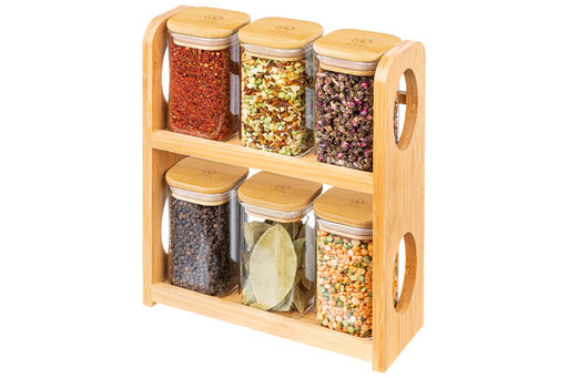 Набор 6 банок д/хранения 250 мл 22*8*27 см Crystal glass + бамб.крышка с сил.прокл.+бамб.подст - Elan gallery фото 14