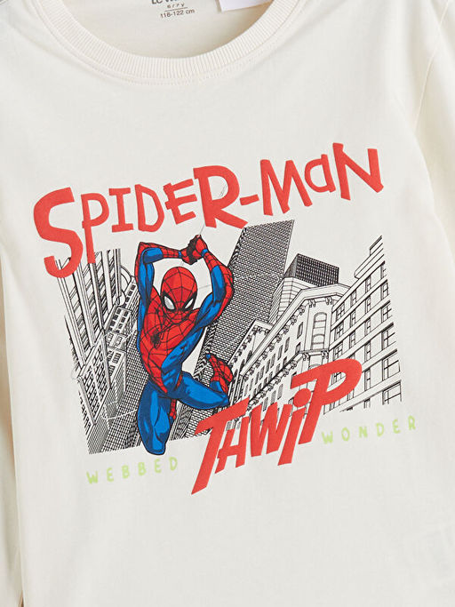 Bisiklet Yaka Spider-Man Bask?l? Uzun Kollu Erkek ?ocuk Ti??rt