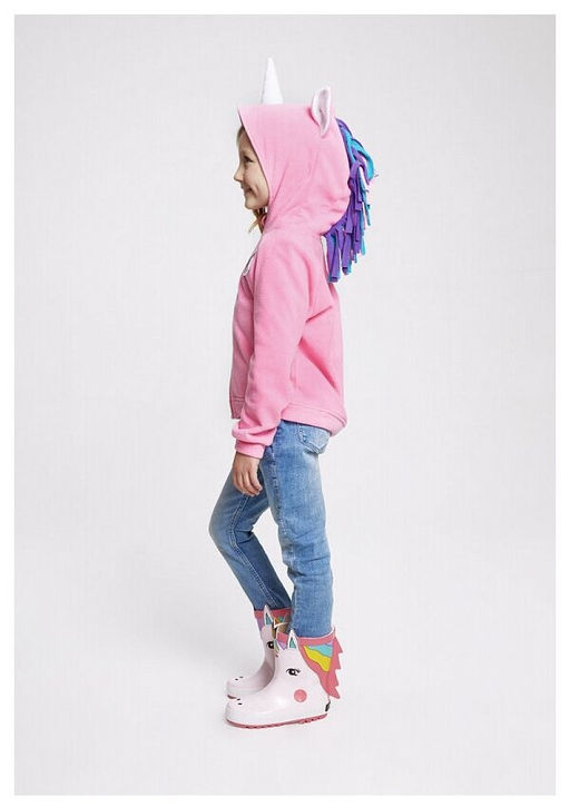 Кофта (худи) с капюшоном на молнии д/дев. Единорожка