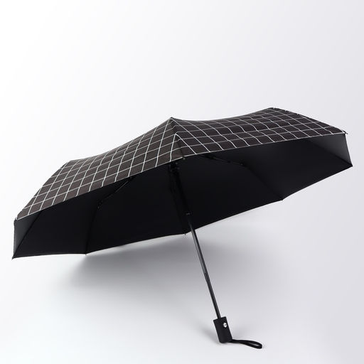 Зонт автоматический Carbriet, ветроустойчивый, 3 сложения, 8 спиц, R=48/55 см, d=96 см, чёрный