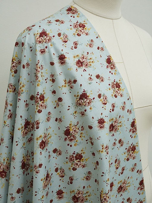 Импорт. хлопок Букеты роз на св.бирюзе, ш.1.48м, хлопок-100%, 105гр/м.кв - Купава фото 6