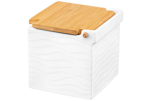 Банка для сыпучих продуктов 800 мл 11,5*11*11,5 см Айсберг волны + ложка + откидная бамбук.крышка - Elan gallery фото 5