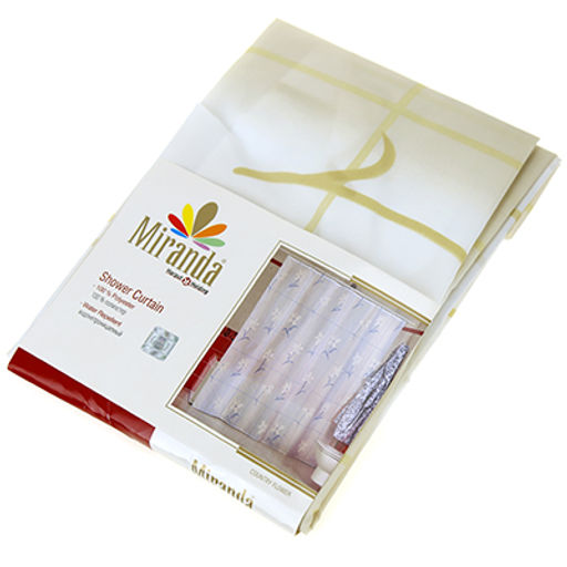 "Miranda" Штора для ванной тканевая 180х200см "Кантри бежевые цветы", без колец, 100% п/э (Турция)