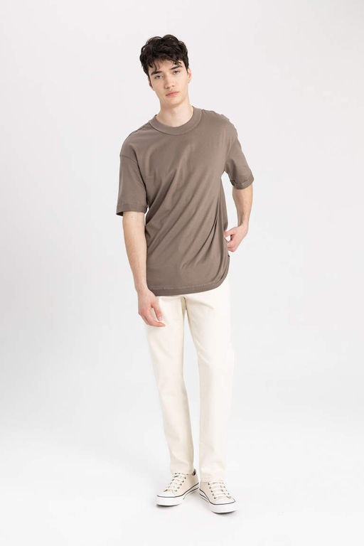 Футболка свободного покроя с круглым вырезом и короткими рукавами - Defacto фото 2