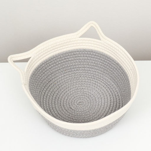 Экологичный лежак для животных (хлобчатобумажный), 40 х 30 х 15 см, вес до 15 кг, бело-серый - Пижон фото 3