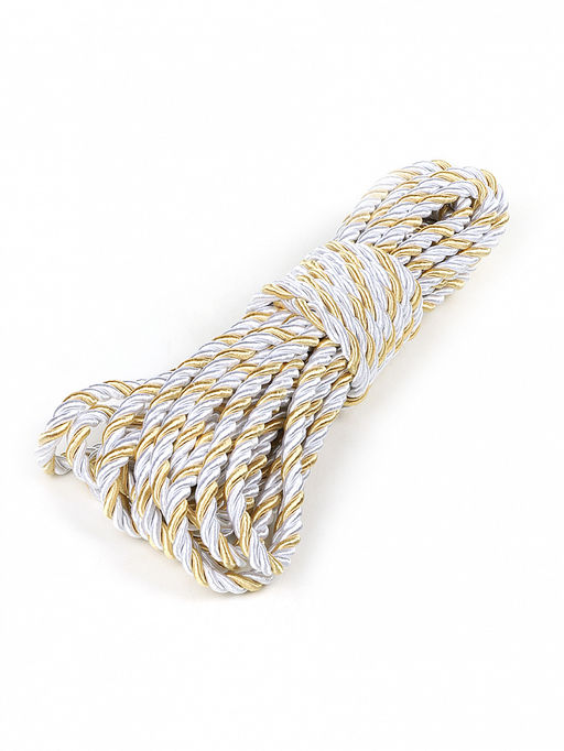 Шнур витой мебельный арт.SHDV6207 12мм цв.белый+золото 6351, уп.10м