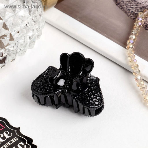 Цена за 24 шт. Крабик для волос «Глянец», бабочка в сеточке, 4 см, чёрный