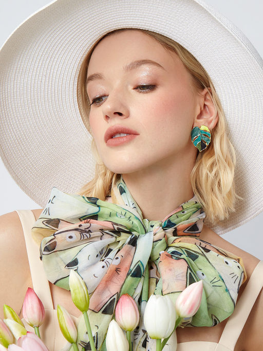 с котиками! Большой, мягкий, тонкий и очень нежный двусторонний палантин с рисунком - Tantino фото 6