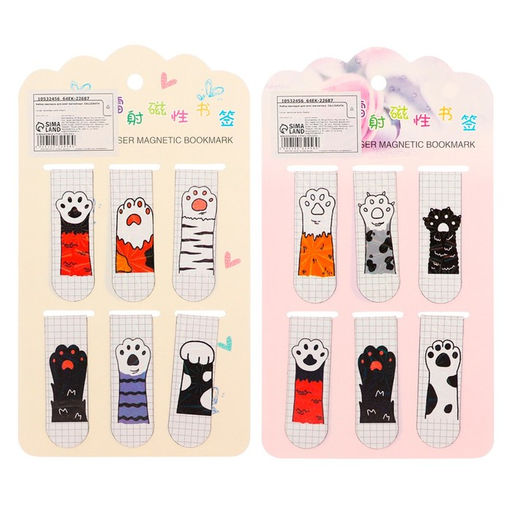 Набор закладок магнитных для книг 6 штук Лапки 60*19мм МИКС CALLIGRATA фото 2