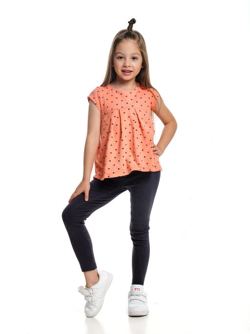 Комплект для девочки детский сад с лосинами UD 1624 персик горошек - Mini maxi фото 12