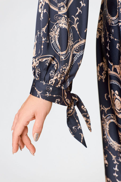 Платье Swallow 707 черный+бежевый принт