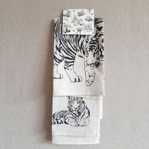 Набор полотенец 3 шт.45*60 ТИГР Состав:Хлопок 70%, лен 30%, упаковка Хенгер арт.12914 - Bravo фото 2