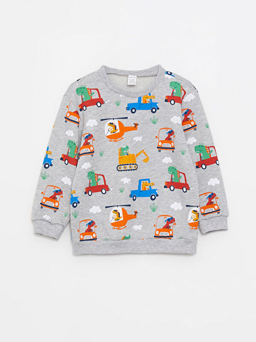 Bisiklet Yaka Uzun Kollu Bask?l? Erkek Bebek Sweatshirt 2li - Waikiki фото 3