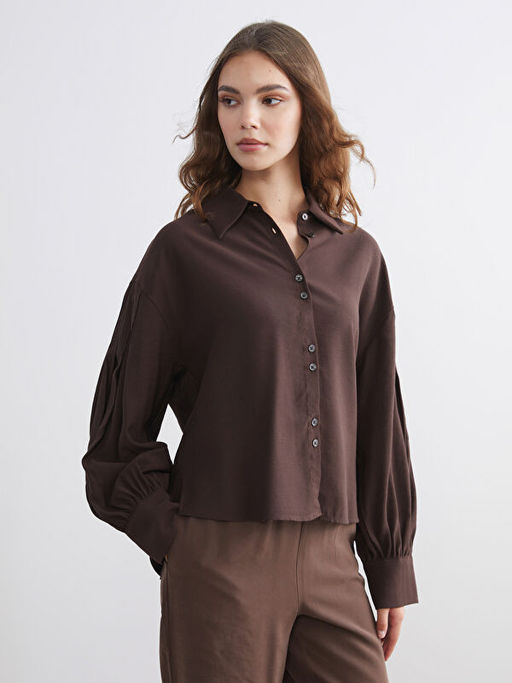 Balon Kollu B?zg?l? Kad?n G?mlek Tunik