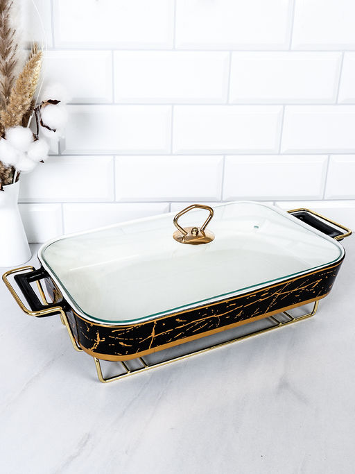 Мармит с подогревом 2,5 л Черное золото / BG-700-2.5 /уп 6/ керамическая чаша на подставке с подогревом - Галеонтрейд фото 3