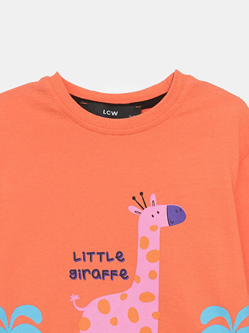 Bisiklet Yaka Bask?l? K?z ?ocuk Sweatshirt - Waikiki фото 3