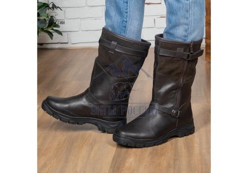 Монголки коричневые с замком, литая подошва,