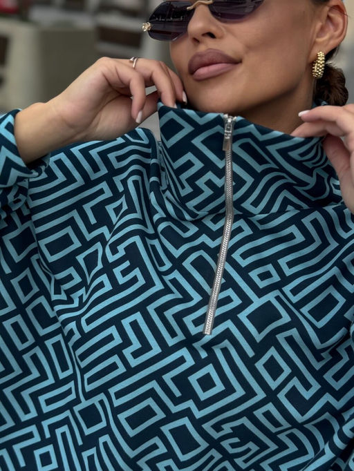 Джемпер DilanaVIP 2121 сине-голубой принт - Dilana vip фото 5