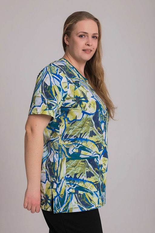 Футболка М30081Всв салатовый/василек - Елена фото 3