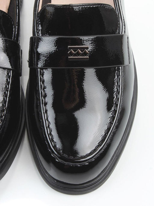 03-DEB55-2 BLACK Лоферы женские (натуральная кожа)