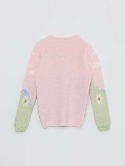 Bisiklet Yaka Desenli Uzun Kollu K?z ?ocuk Triko Kazak - Waikiki фото 2