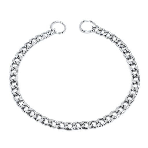 Ошейник - удавка металлический однорядный, 65 см, толщина проволоки 3,5 мм, плоское звено - Пижон фото 2