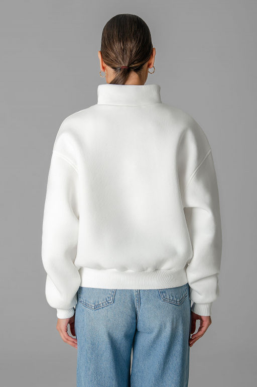 Арт. 1903 Свитшот женский с начесом полузамок 42-50 (5 шт) Цвет:молочный - Калинка фото 7