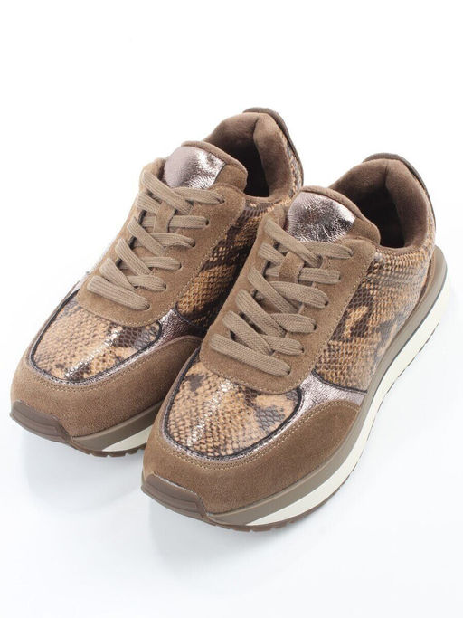 04-PCML20-3 KHAKI Кроссовки демисезонные женские (натуральная замша, натуральная кожа, текстиль)