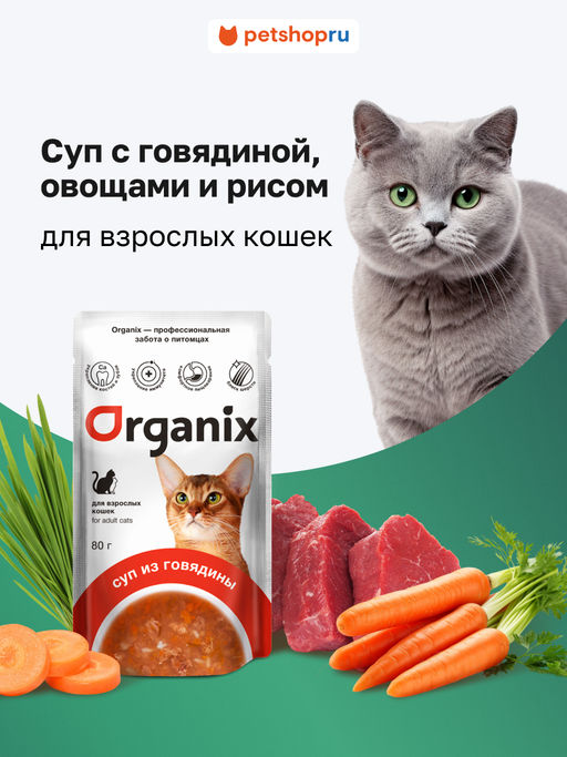 Суп для кошек Organix, с говядиной, овощами и рисом 53зд04