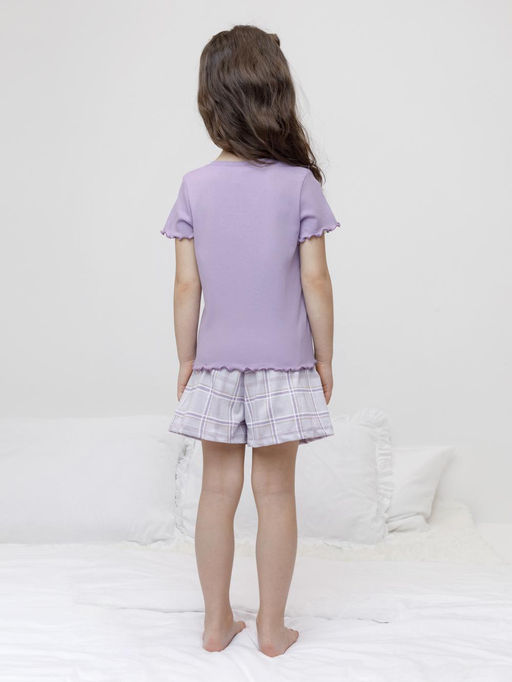 К 1645/лаванда,шотландская клетка пижама для дев