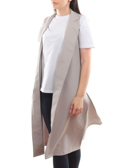 S2623 GRAY Жилет женский классический удлиненный (95% полиэстер,5% спандекс)