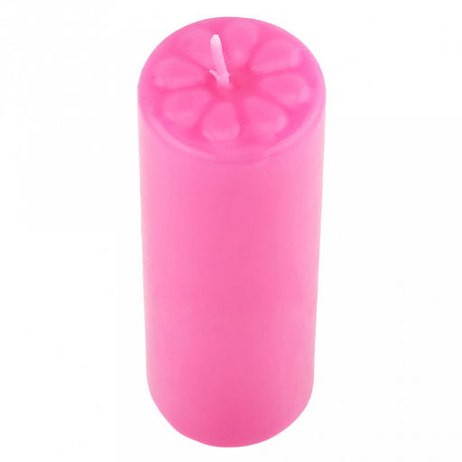 Свеча "Цилиндр" д4см, h12см, парафин, с декором, "Лепесточки", время горения 18 часов, фуксия (Россия)