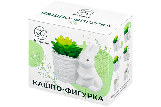 Кашпо-фигурка 11,5*7,2*10,5 см "Заяц с цветком"
