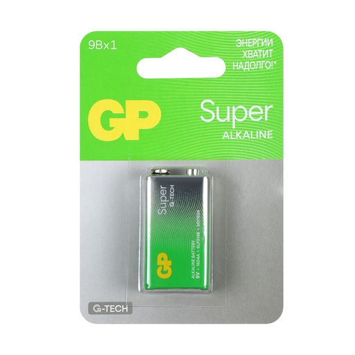 Батарейка алкалиновая GP Super, 6LR61 (6LF22, MN1604)-1BL, 9 В, крона, блистер, 1 шт.