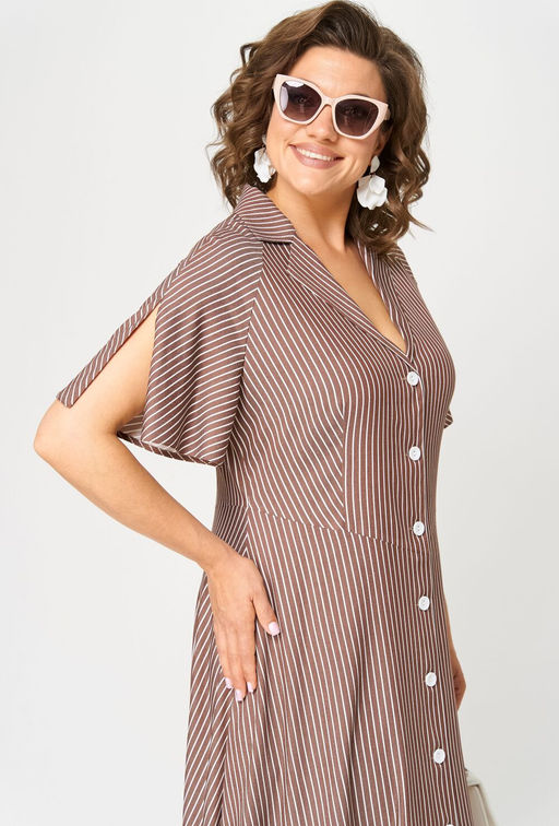 Платье EVA GRANT 7200С капучино в полоскку