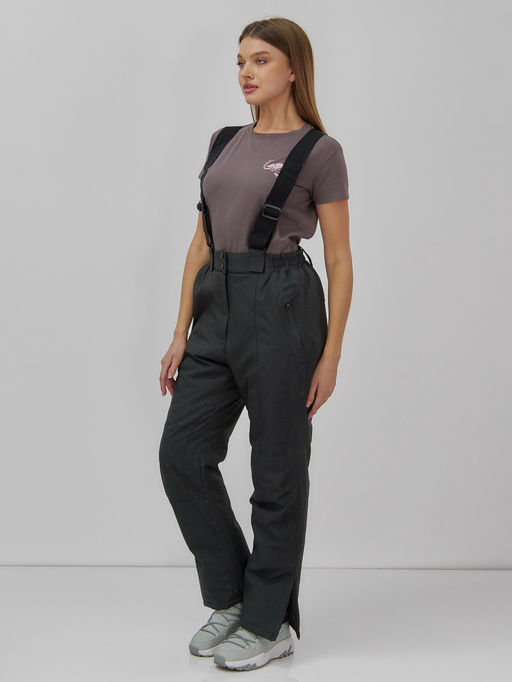 Брюки горнолыжные женские утепленные черного цвета 2111Ch