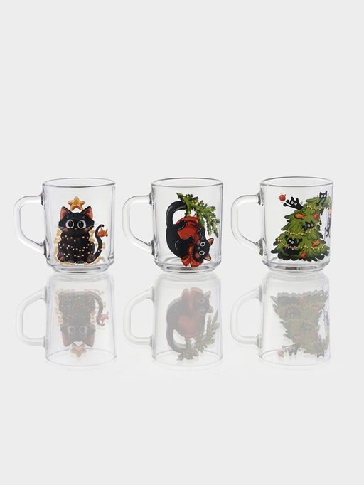 Цена за 20 шт. Кружка Green tea «Озорные котики», 200 мл, стекло, рисунок МИКС