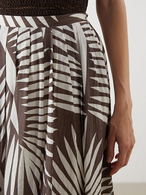 Beli Fermuarl? Desenli Pileli Etek