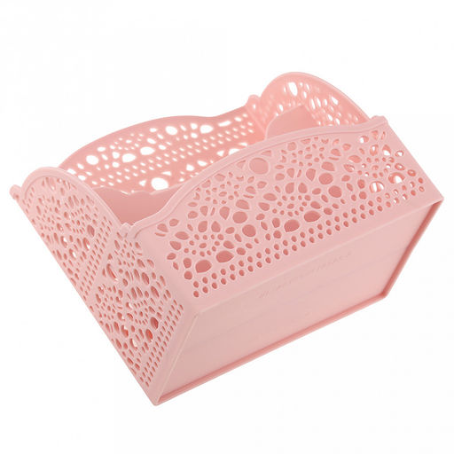 "Домашняя мода" Корзина пластмассовая для хранения "Узоры" 8х13,3см h13см, розовые лепестки (Китай)