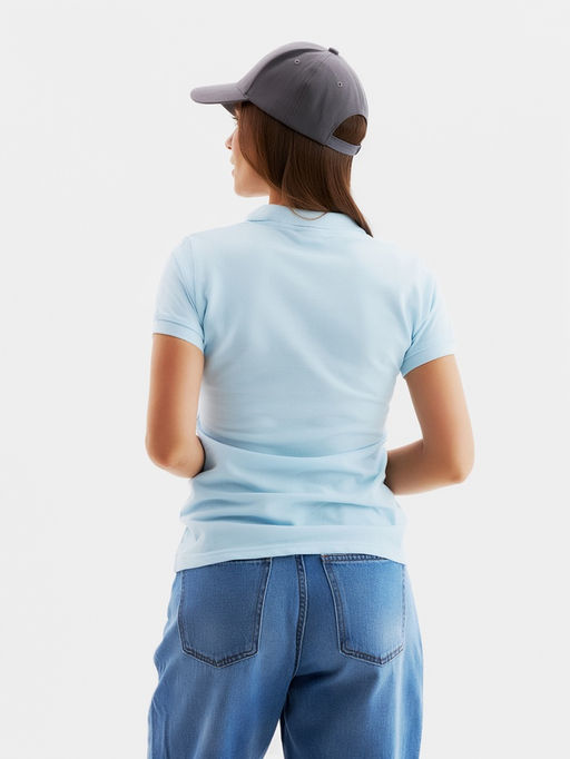 Футболка поло женская MINAKU: Basic line, голубая, размер 52