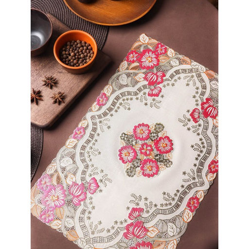 Цена за 12 шт. Салфетка ажурная для стола Незабудки, 4530 см, цвет металлик розово-оранжевый - Simaland фото 3