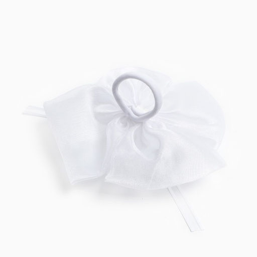 Бант для волос на резинке школьный, белый, 13×15 см, Кошечка Мари