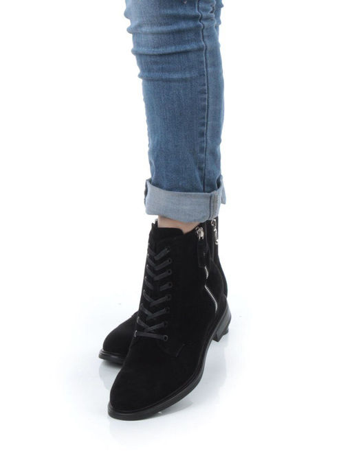 04-M3-1493 BLACK Ботинки зимние женские (натуральная замша, натуральный мех) - Фабричный китай фото 2