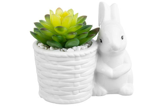 Кашпо-фигурка 11,5*7,2*10,5 см "Заяц с цветком"