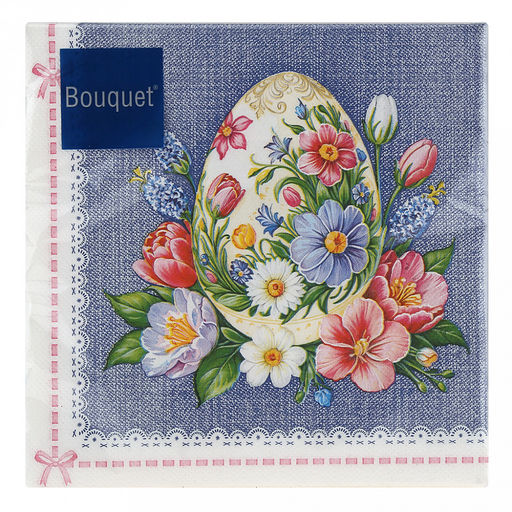 Салфетки бумажные "Bouquet" 33х33см, 3-х слойные, 20 штук в упаковке, 100% целлюлоза, "Пасхальное яйцо" (Россия)
