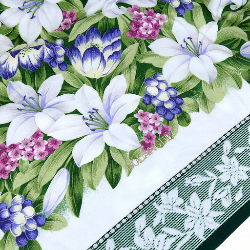 "Япония-2019" Полотенце махровое 100х150см, плотность 300гр/м2, 100% хлопок, "Лилия", зеленый, Bolangde (Китай)